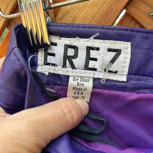 Erez Vintage Purple Leather Maxi Skirt 1980's Flare Read Description For Sizing - Picture 3 of 5